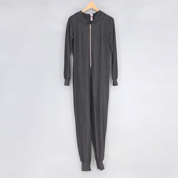 SAVAGE X FENTY Sleep & Shine Hooded Onesie Shimmery Black Caviar Size L - Picture 3 of 9